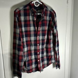 Banana Republic Men’s Medium Untucked Slim Fit Button Up Shirt Blue/Red/White